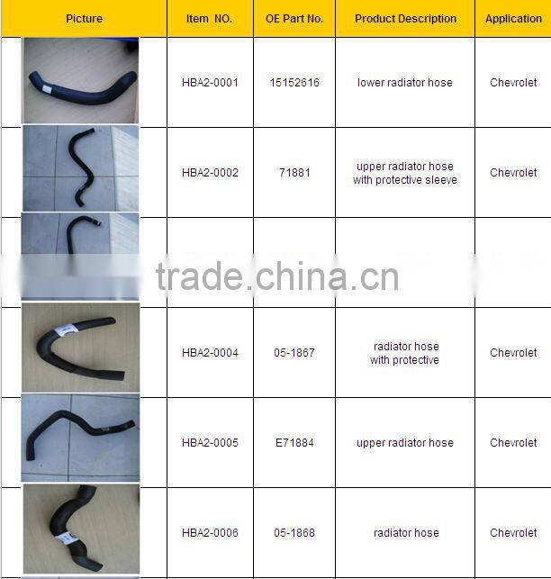 car rubber radiator Hose with protective for Chevrolet