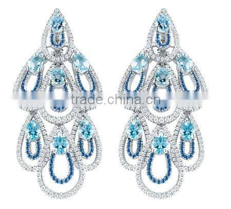 Silver Earring, CZ Crystal Diamond 925 Sterling Silver Earring, Silver Earring Settings Fashion Jewelry PT9009