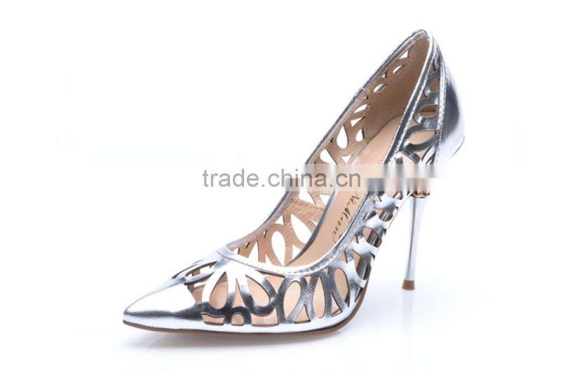 2015 silver & gold color high heel for women dress shoes pumps of office workers hand make lady shoes