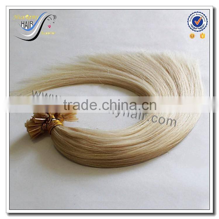 Wholesale top quality pre bonded u tip hair extensions white silky straight 100% russian virgin human hair