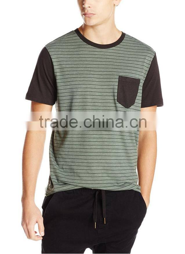 Factory best price various color selection men striped mercerized cotton t-shirt