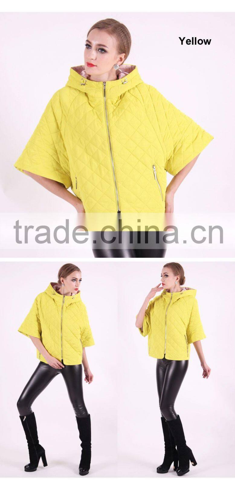 New Product 2016 Factory Price Polyester Cotton Fabric Spring Short Bat Coat Women With Hat