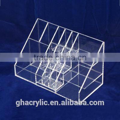 Acrylic cosmetic case with lattice lucite make up display rack for lipsticks