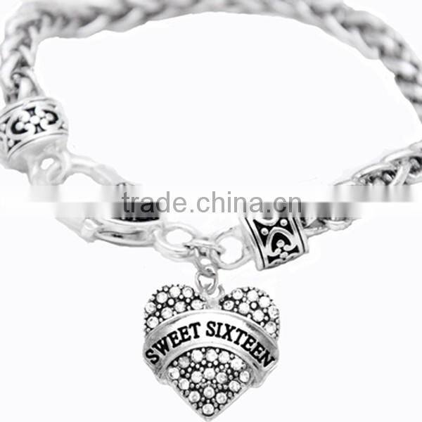 Genuine Austrian Clear Crystal DELTA DELTA DELTA SORORITY Charm Chain Link Bracelet
