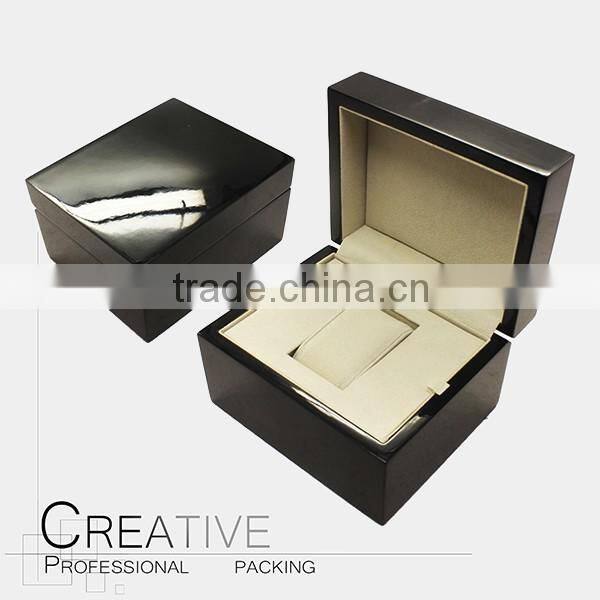 Custom black mens single wooden watch box