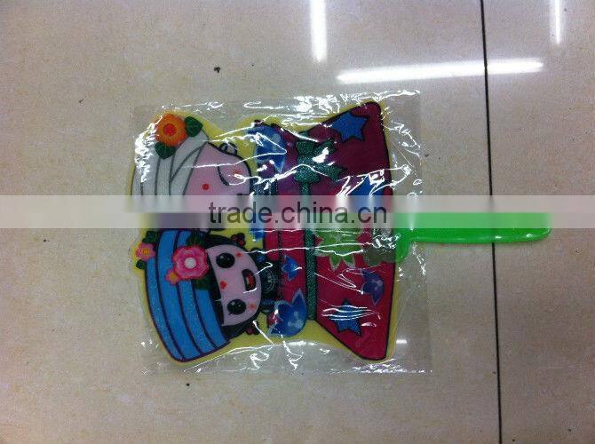 decorative hand fans with cartoon pink cat