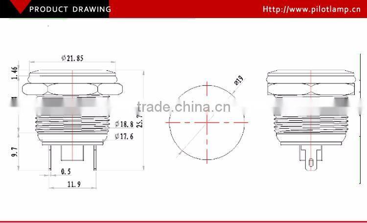 led indicator light 120v 19mm dia whaterproof flush head red and green led lamp