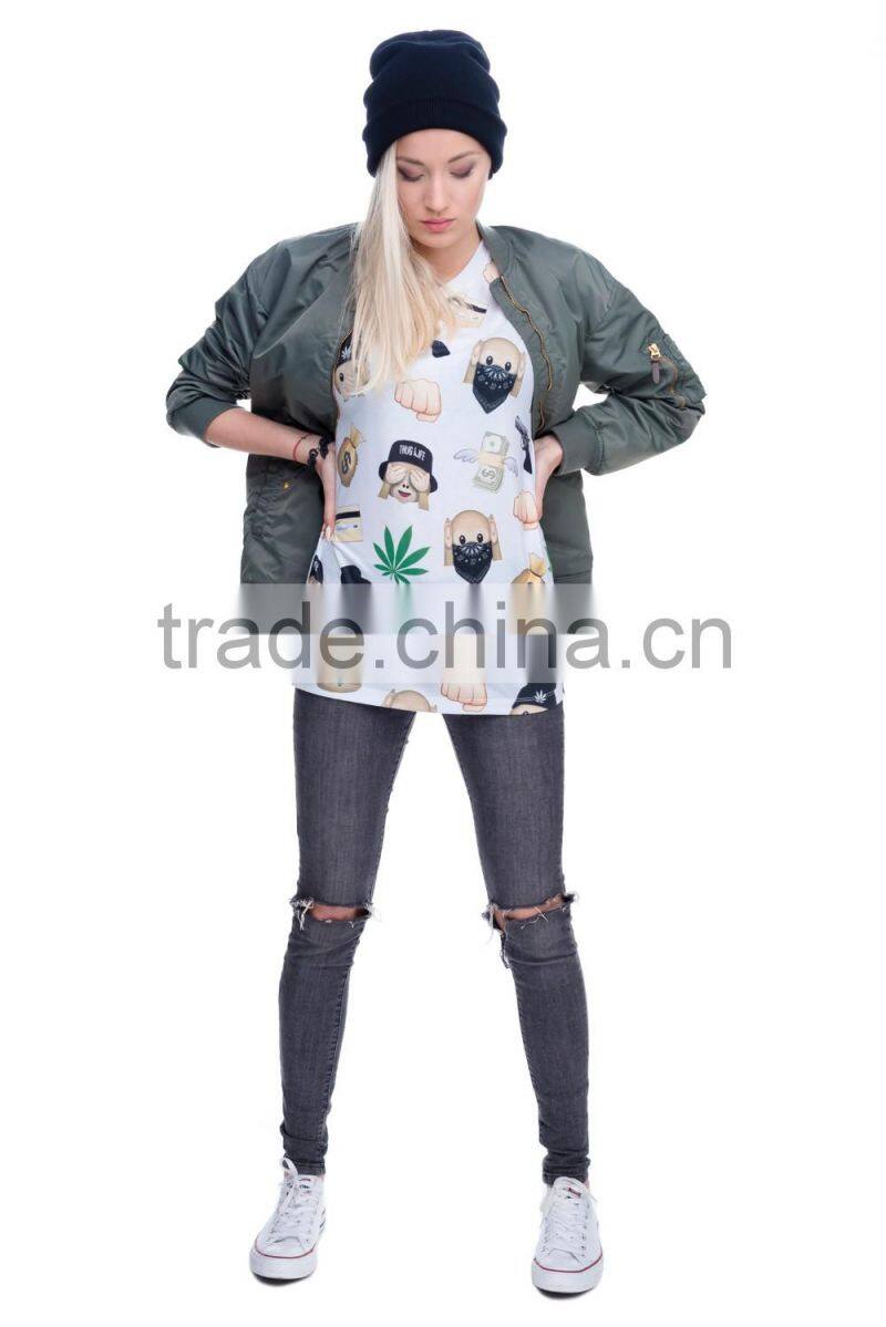 OEM Brand New 3D Print Emoji Gun Latest Women T shirt