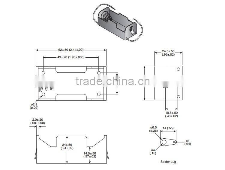 Battery holder / 1 C Battery Holder with SolderTabs / BH211D battery holder