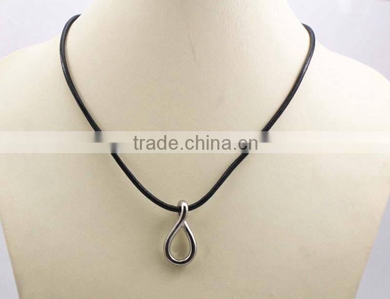 Stainless Steel 8 Symble Pendant Leather Chain Necklace