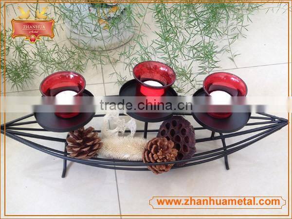 Painted scroll design metal candle holder