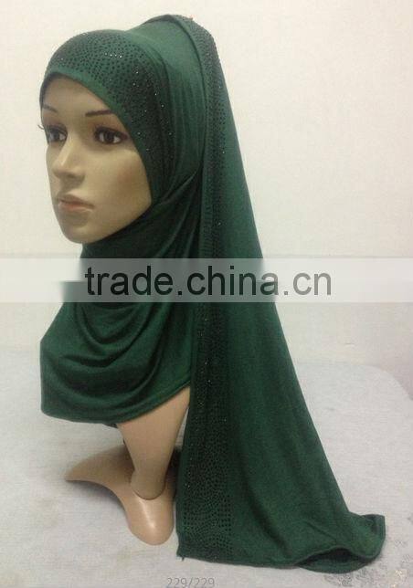 JL009 cotton elastic jersey muslim long scarf