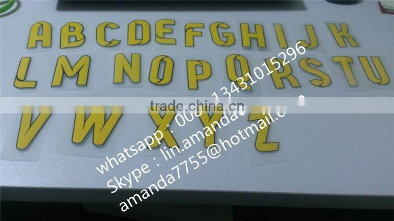High quality printing number paper letters stickers on football jerseys
