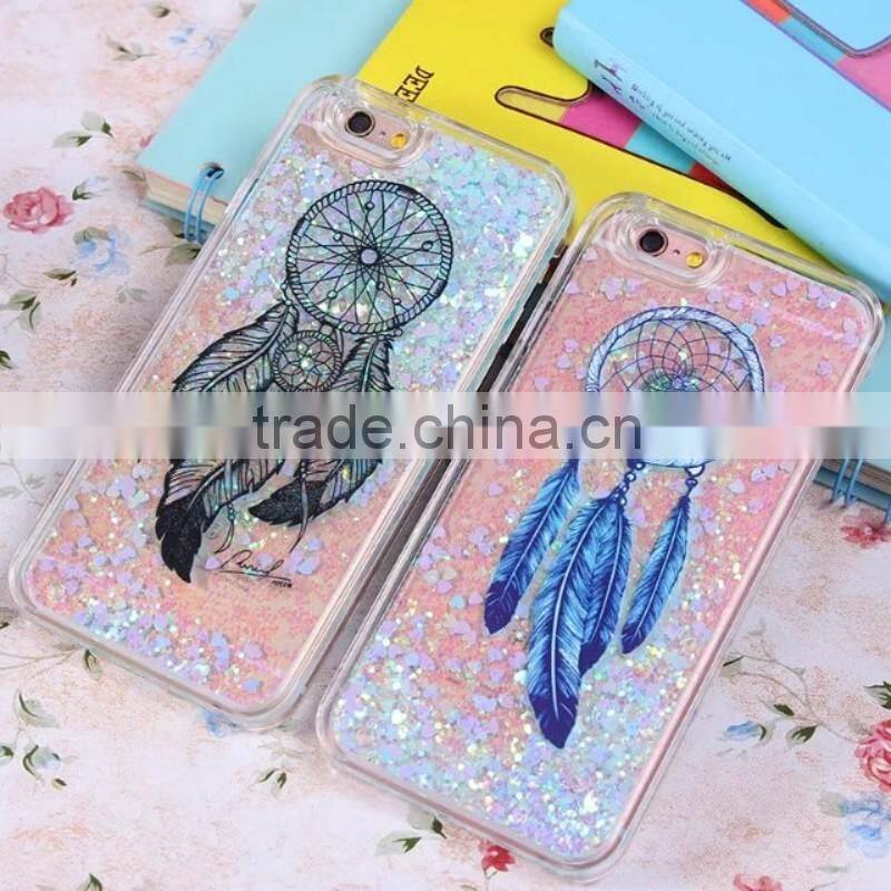Beautiful Quicksand Phone Case Liquid Style Transparent Back in Colorful PC Case