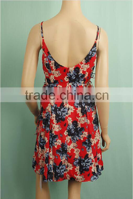 2016 S/S new style latest sleeveless printed floral dress