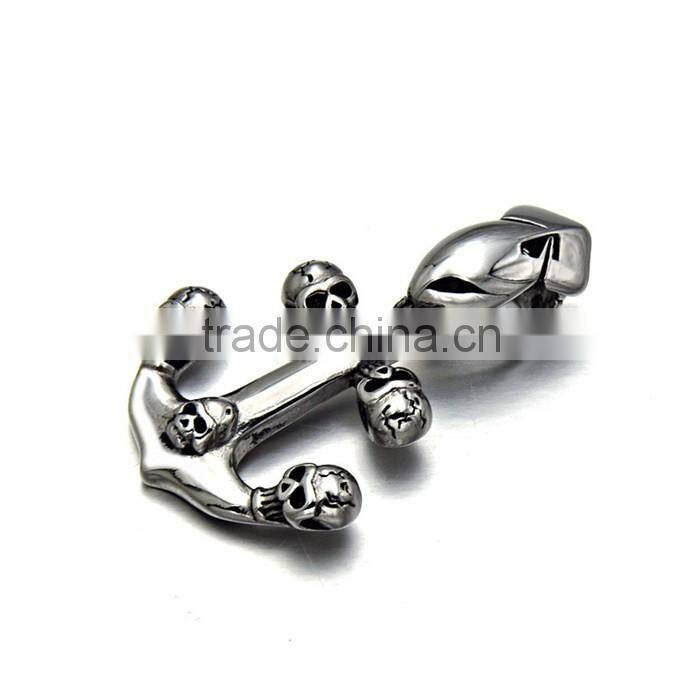 Kindy Jewelry fashion new design stainless steel skull anchor necklace pendant