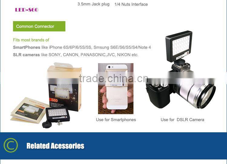 Rechargeable Small Battery Operated LED Light for Cameras Table & Smartphone LED-S60