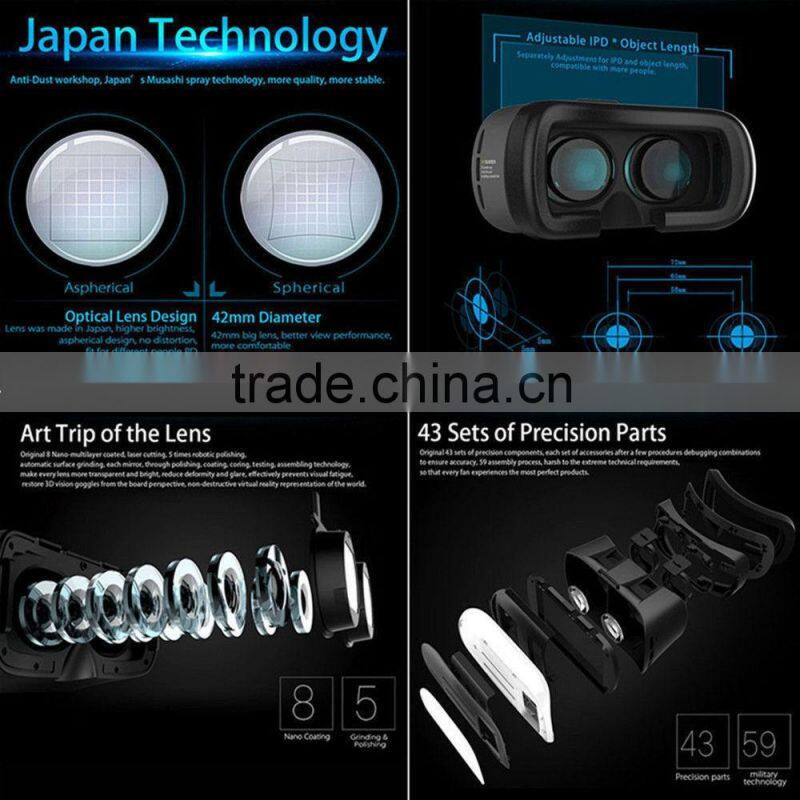 2016 New Arrive 3D VR Box Virtual Reality Glasses Cardboard Movie Game for Samsung IOS iPhone