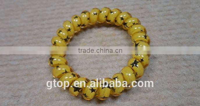 Plastic mixed color elastic quality candy cheap women telephone wire hair circle A-0004