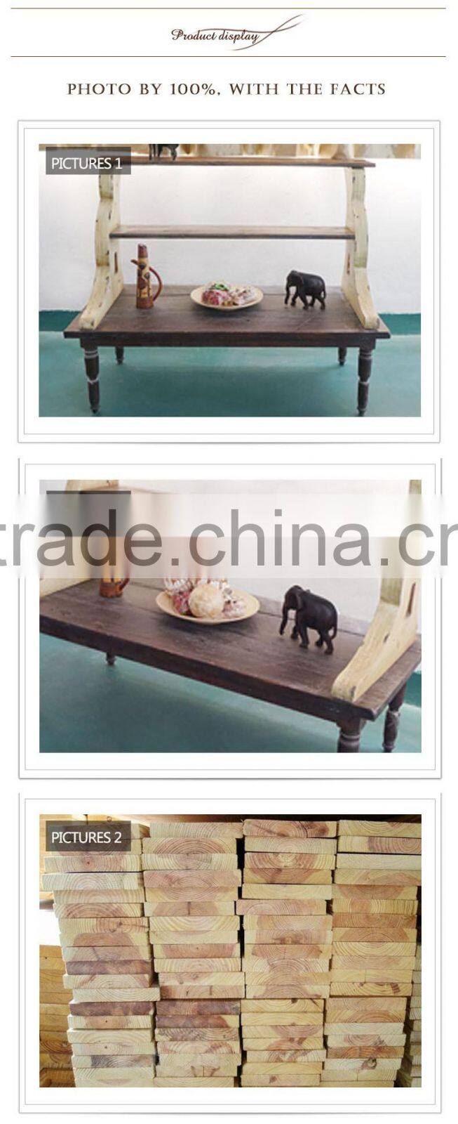 Pine and plywood design two-layers chair and table display stand for art crafts