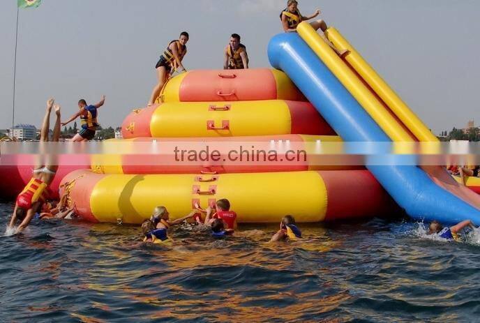 hot sale cheap and popular for person inflatable floating Pyramid water games with slide