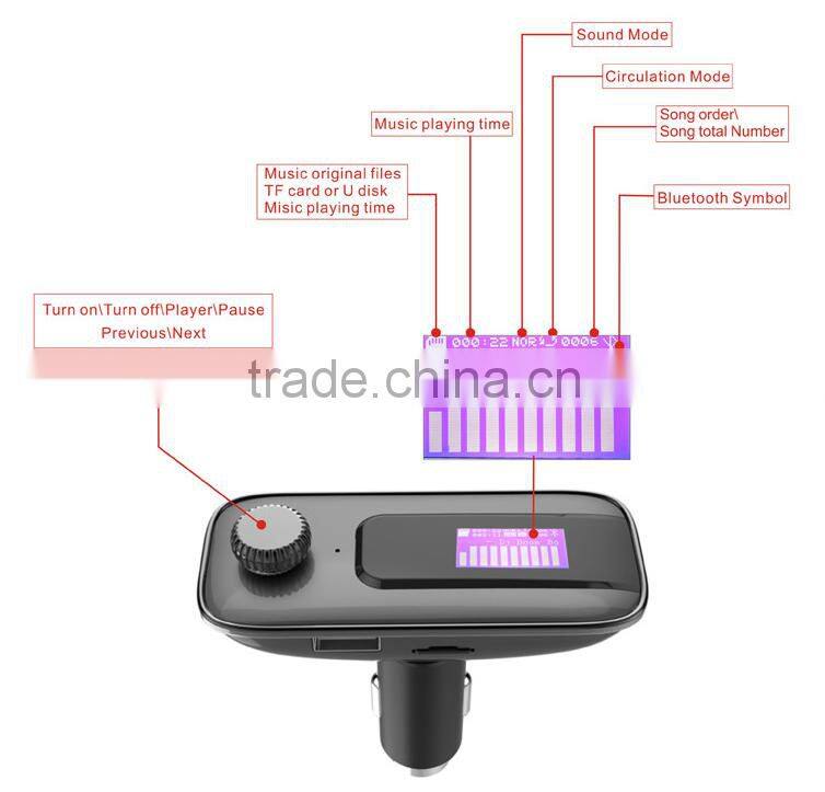 AUX Bluetooth FM Digital Radio Car Kit With RoHS Certification ,SD/MCC/TF