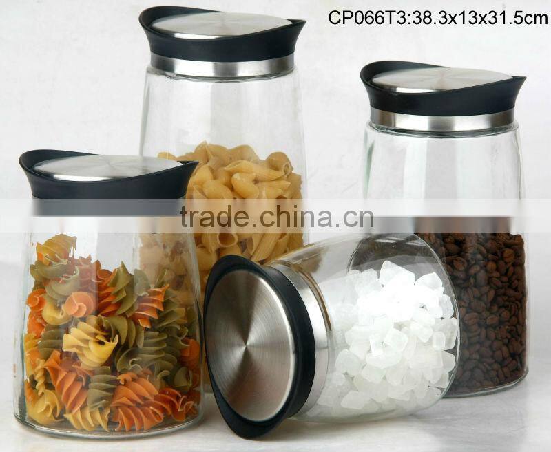 CP066TP07 round glass jar with metal casing