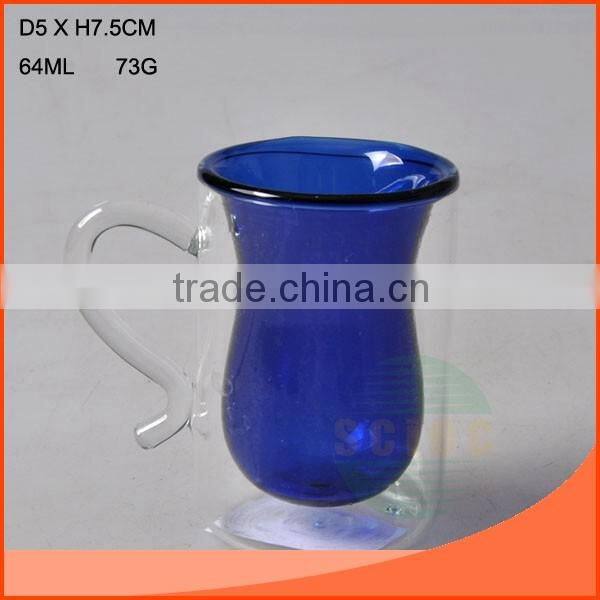 266 ml Double wall glass cup with clear wall outside and green wall inside