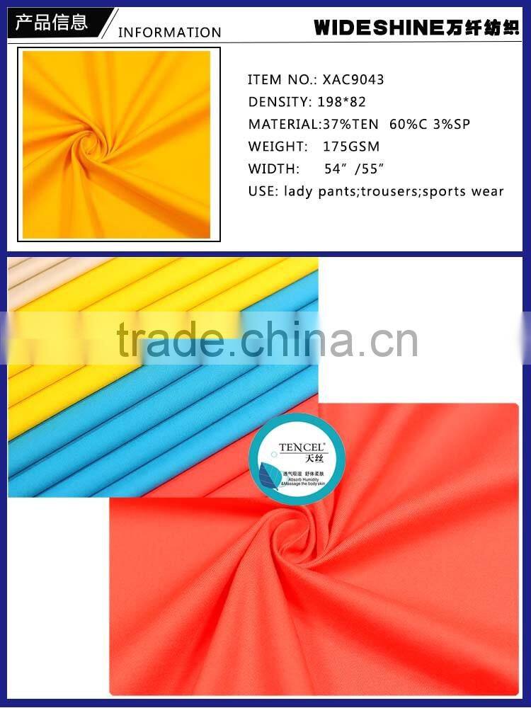 tencel cotton spandex twill woven fabric fashionable dress pants trousers