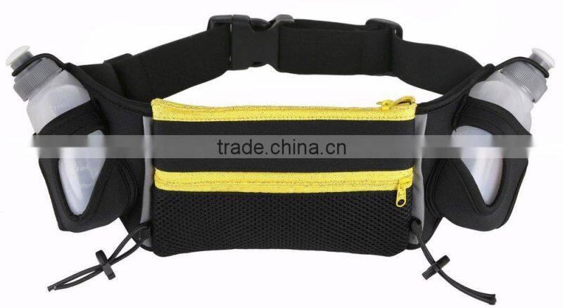 Zipper Pockets Sport Waist Pack Bags Running Belt with Bottle Holder
