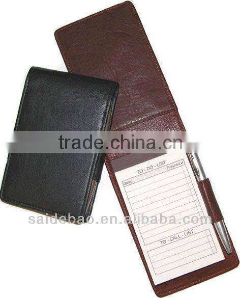 PU leather writing memo pad holder with pen