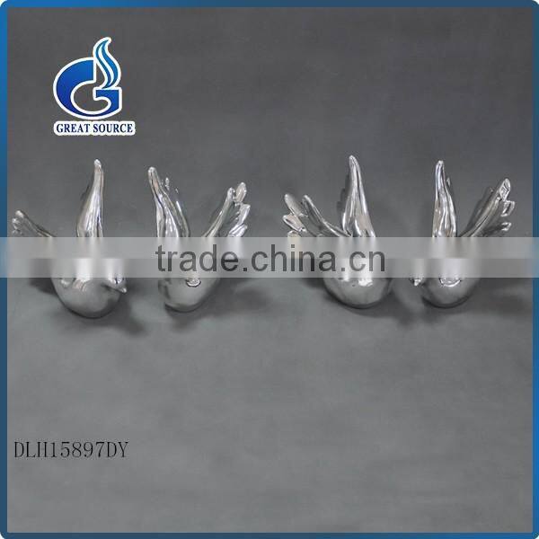 lovely silver christmas crafts ceramic bird