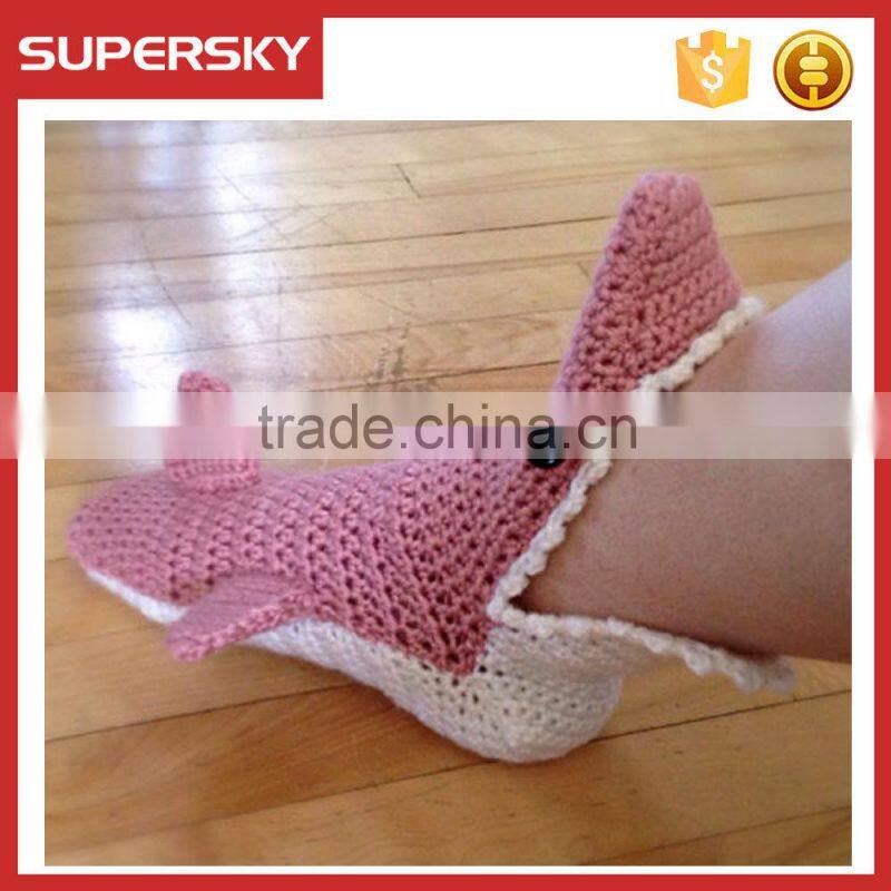 A-214 handmade wool socks slippers warm wool slipper socks shark crochert house slippers