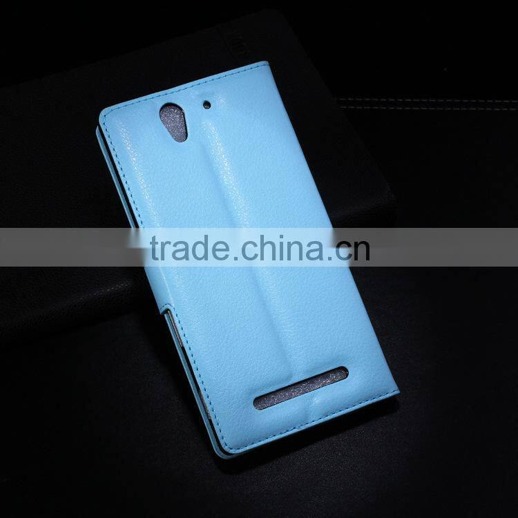 Litchi Pattern Soft Wallet Stand Leather Case For Sony Xperia C3