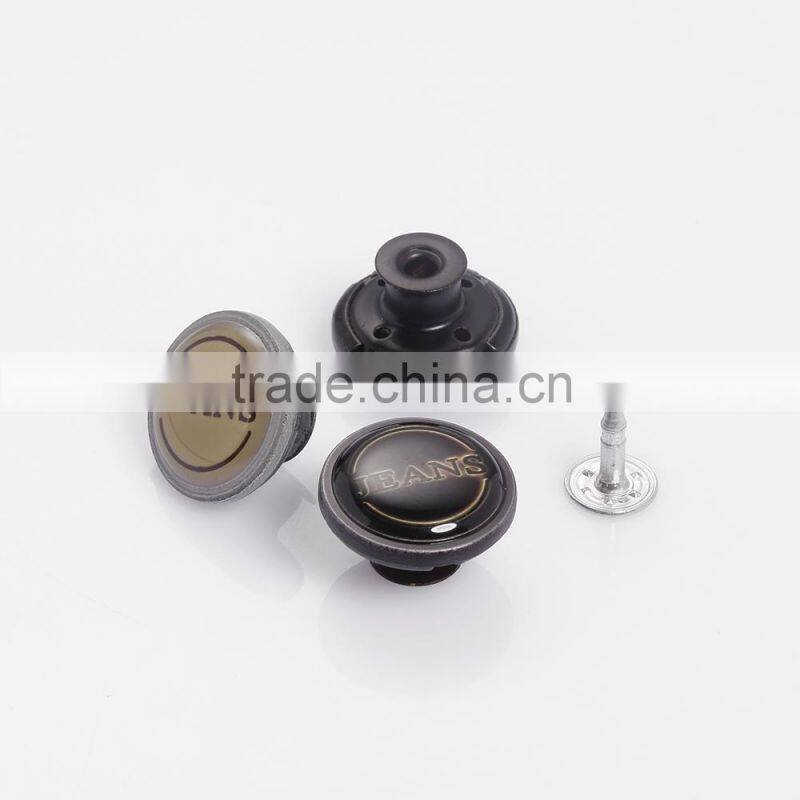 Fashion man clothing zamak button silver jeans button name clothes button