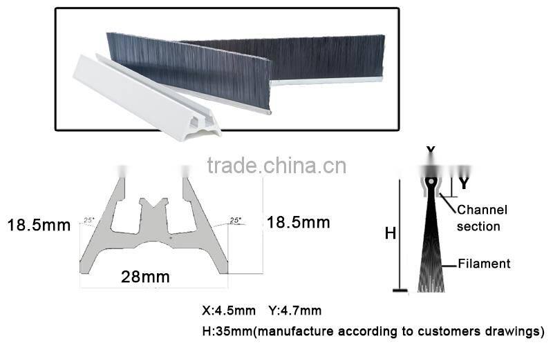 Aluminum Pedestal Double Row Skirt Brush Escalator Parts Deflector Brush
