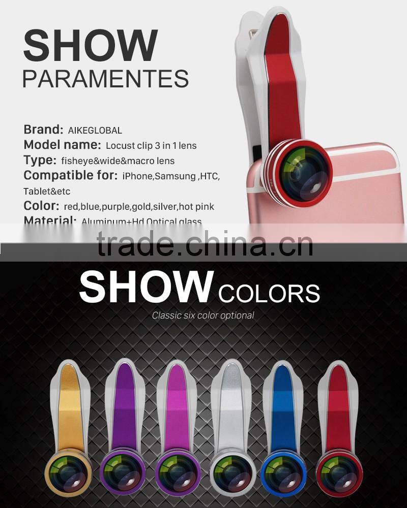 for iPhone iPad Samsung LG HTC Smartphone DSLR Lens 198 Degree Fisheye Lens Selfie Wide Lens 20X Macro Lens Clip Camera Lens