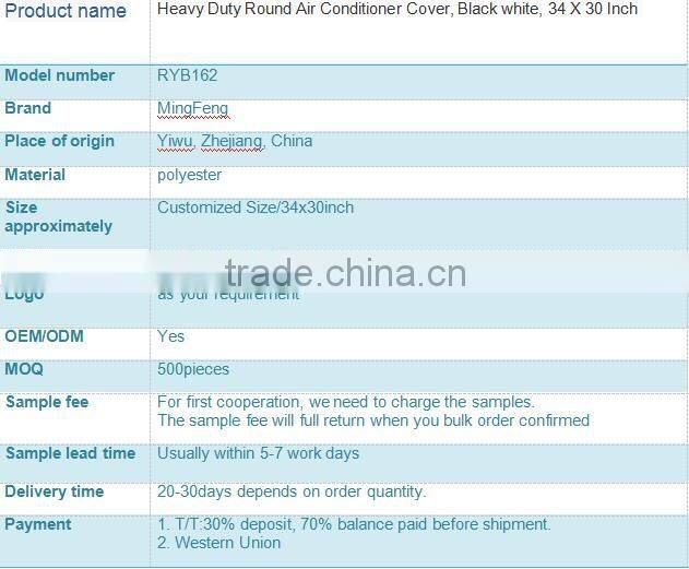 Heavy Duty Round Air Conditioner Cover, Black white, 34 X 30 Inch