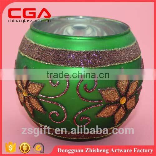 Round glass candle stand,painting glass candle holder for home decorations
