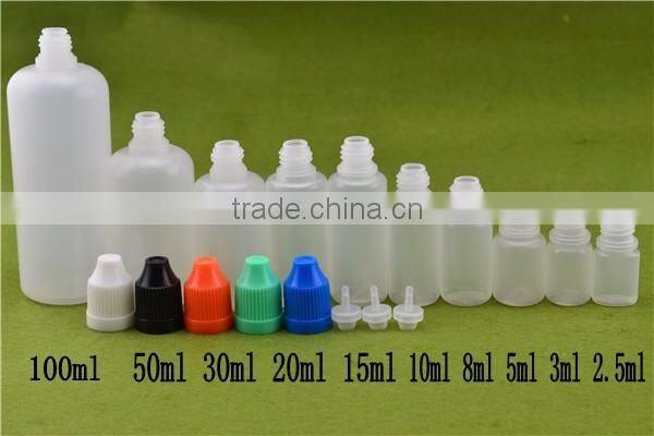 RUIJIA 3 5ml 8ml 10ml 15ml 18ml 20ml 30ml 50ml 60ml 100ml 120ml 180ml e liquid pe plastic eye dropper bottle with childproof cap