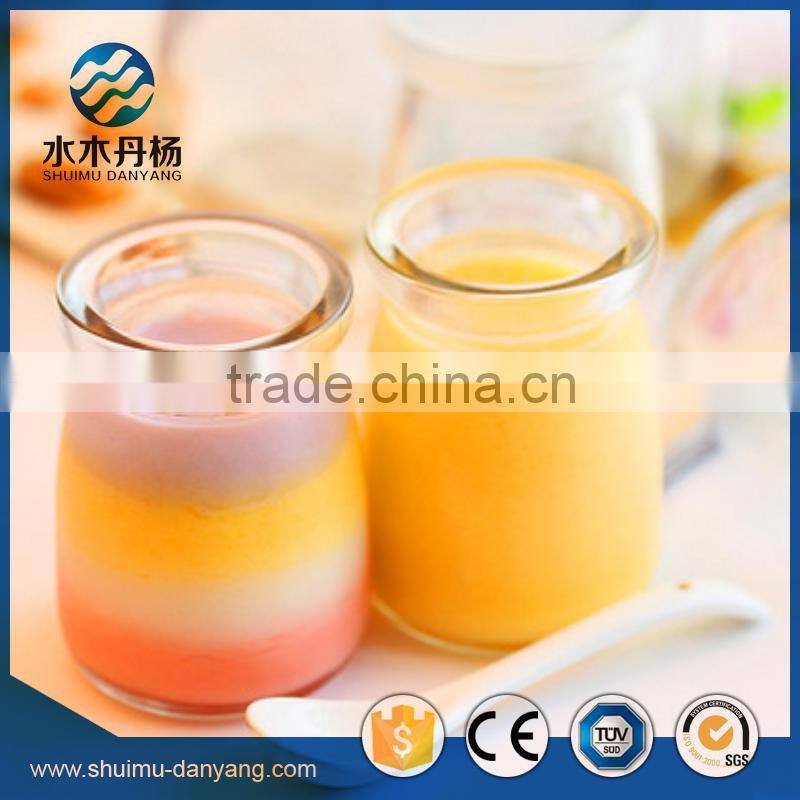 Hot selling 100ml round pudding glass bottle with plastic cap