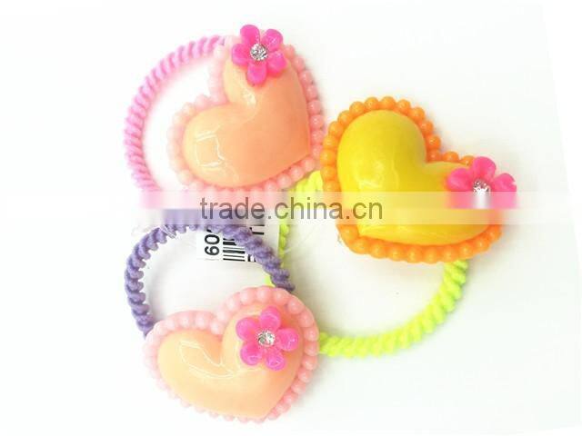 Lovely candy colors heart design with little flowers children hair tie set