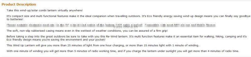 Solar Hand Crank Radio Lantern with Power Output