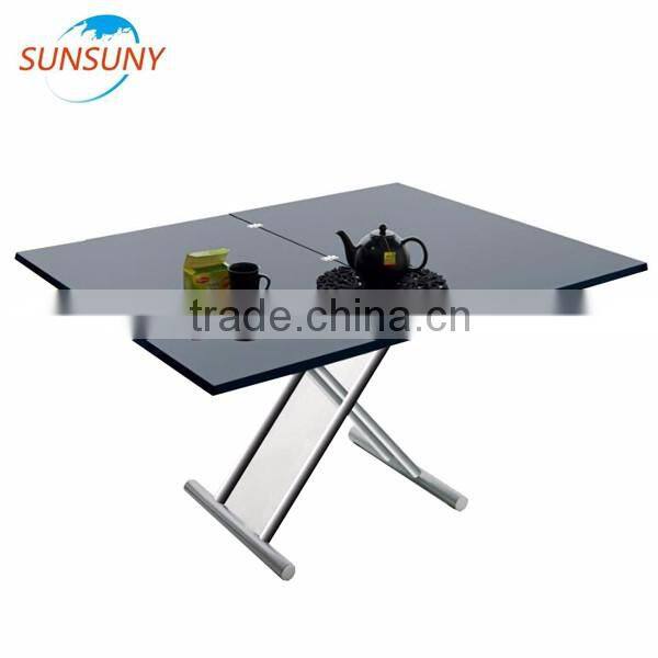 Glass top metal frame balck dining table