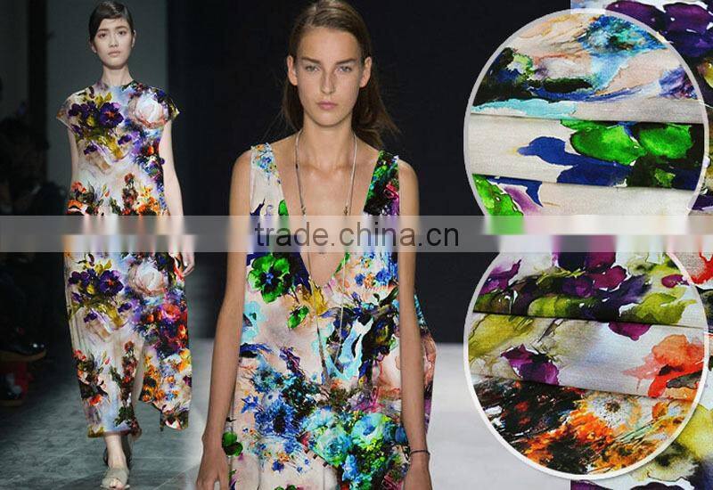 silk linen custom printed fabric for garment