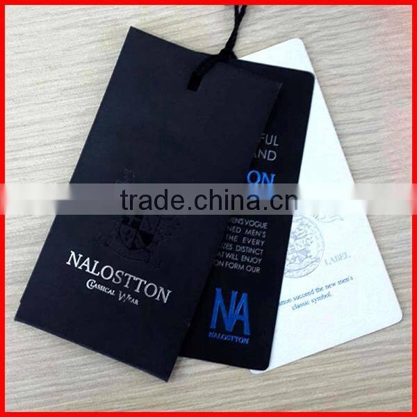 Fashionable Solid Paper Black Hangtags With Printing On Garment Wholesale