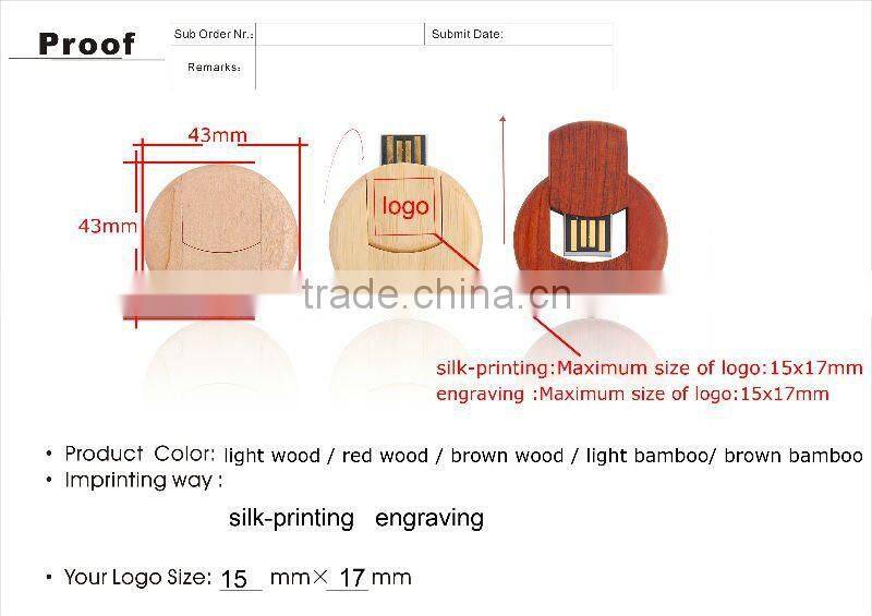 mini customize logo card bamboo wooden 2.0 usb flash drive (U-037U) jpromotion gift