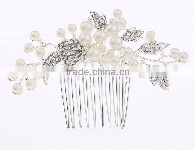 Fashion Wedding Bridal Bride Rhinestone Pearl Hair Comb Accessories Jewelry Head Piece Hair Pins 2016