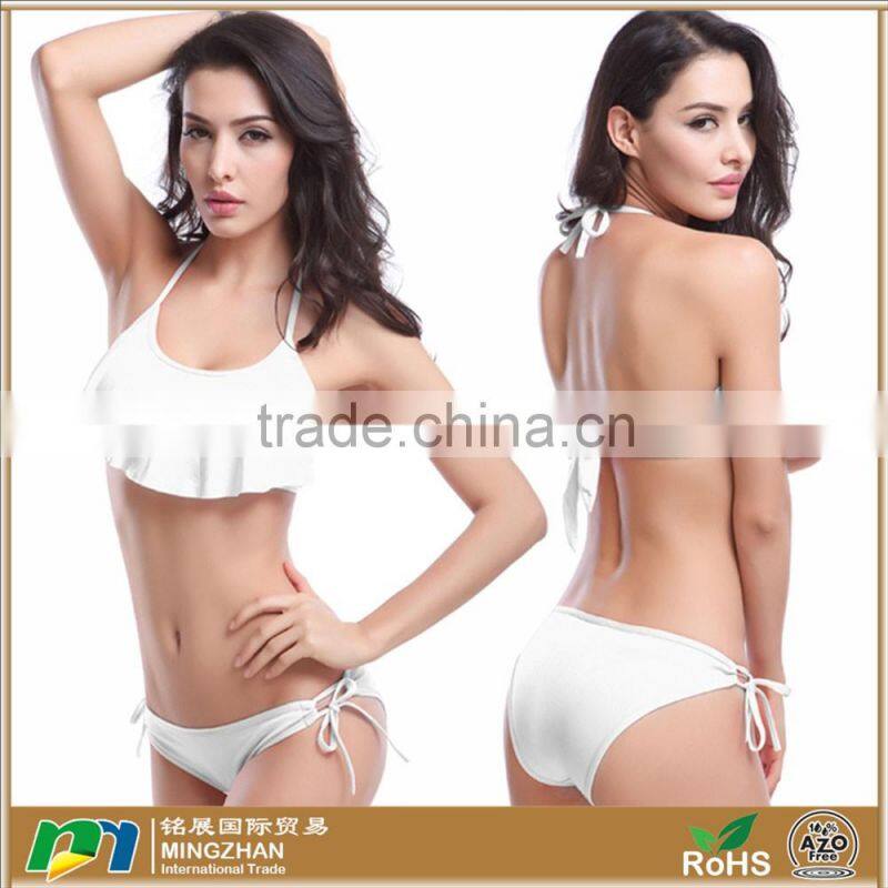 Women's Sexy Halter Ruffles Top Strings Bottom Bikini Sets Swimsuits