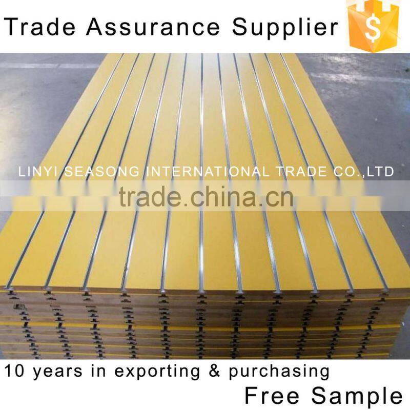 1220*2440*15mm blue melamine slot wall board with aluminium bar